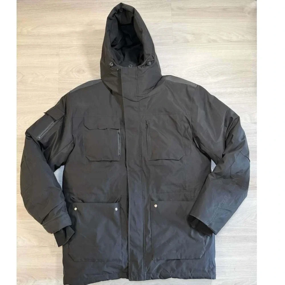 DASCRAMB Insulated Hooded Jacket Mens XL Black Utility Parka Winter Coat
